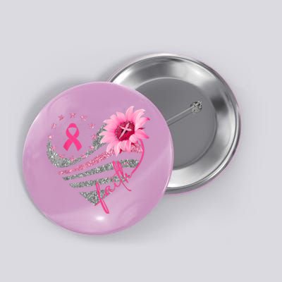 Sunflower Pink Ribbon Faith Breast Cancer Awareness Button