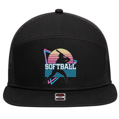 Softball Player Retro 7 Panel Mesh Trucker Snapback Hat