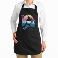 Softball Player Retro Full-Length Apron With Pockets