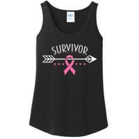 Survivor Pink Ribbon Breast Cancer Awareness Arrow Ladies Essential Tank