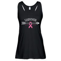 Survivor Pink Ribbon Breast Cancer Awareness Arrow Ladies Essential Flowy Tank