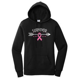 Survivor Pink Ribbon Breast Cancer Awareness Arrow Women's Pullover Hoodie