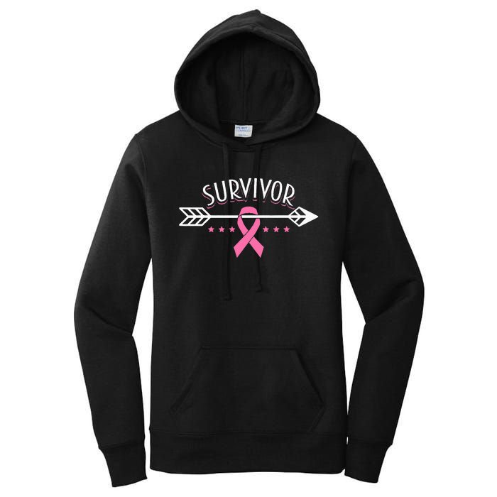 Survivor Pink Ribbon Breast Cancer Awareness Arrow Women's Pullover Hoodie