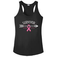 Survivor Pink Ribbon Breast Cancer Awareness Arrow Ladies PosiCharge Competitor Racerback Tank