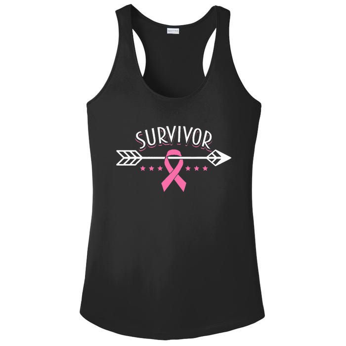 Survivor Pink Ribbon Breast Cancer Awareness Arrow Ladies PosiCharge Competitor Racerback Tank