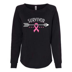 Survivor Pink Ribbon Breast Cancer Awareness Arrow Womens California Wash Sweatshirt