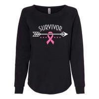 Survivor Pink Ribbon Breast Cancer Awareness Arrow Womens California Wash Sweatshirt