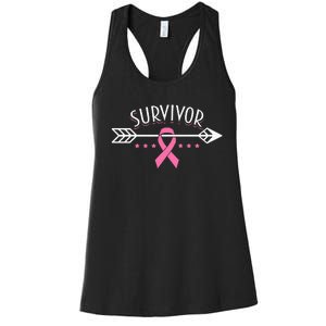 Survivor Pink Ribbon Breast Cancer Awareness Arrow Women's Racerback Tank