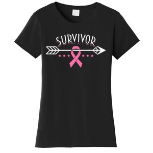 Survivor Pink Ribbon Breast Cancer Awareness Arrow Women's T-Shirt