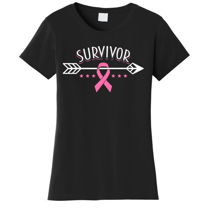 Survivor Pink Ribbon Breast Cancer Awareness Arrow Women's T-Shirt