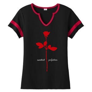 Sweetest Perfection Red And White Design Ladies Halftime Notch Neck Tee