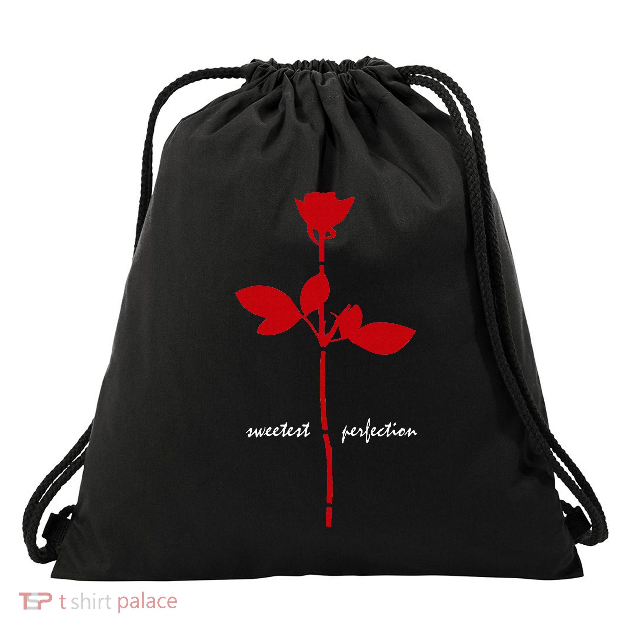 Sweetest Perfection Red And White Design Drawstring Bag