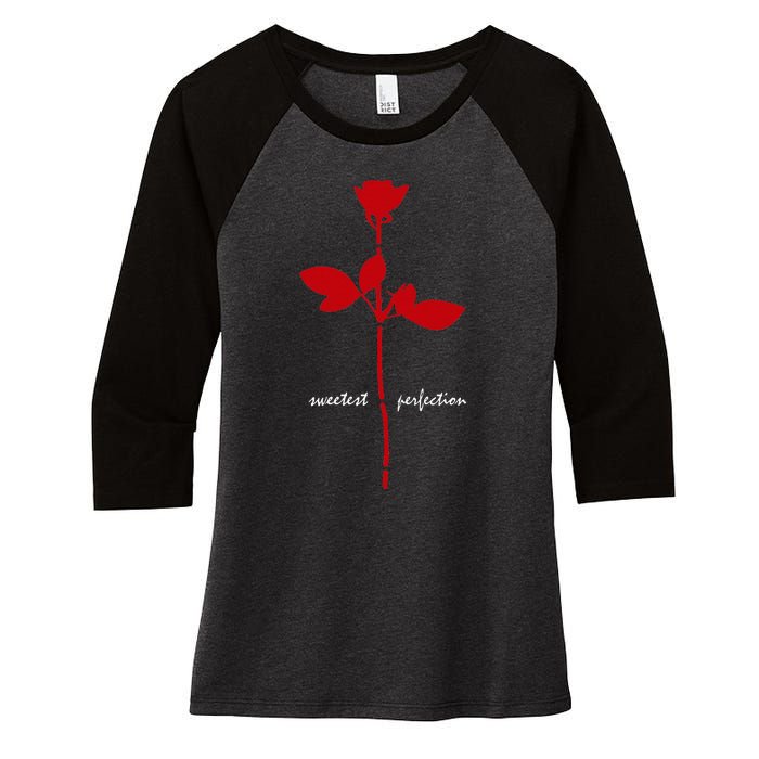 Sweetest Perfection Red And White Design Women's Tri-Blend 3/4-Sleeve Raglan Shirt