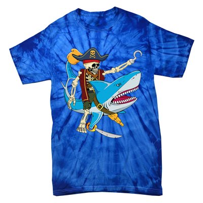 Skeleton Pirate Riding Shark Halloween Tie-Dye T-Shirt