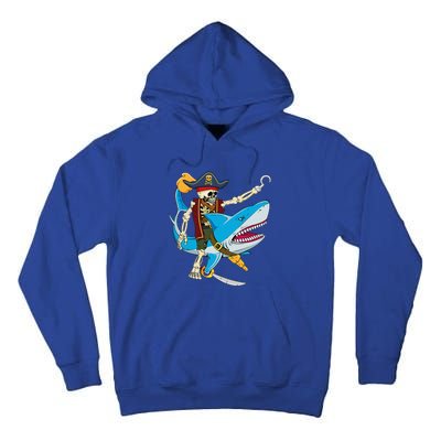 Skeleton Pirate Riding Shark Halloween Tall Hoodie