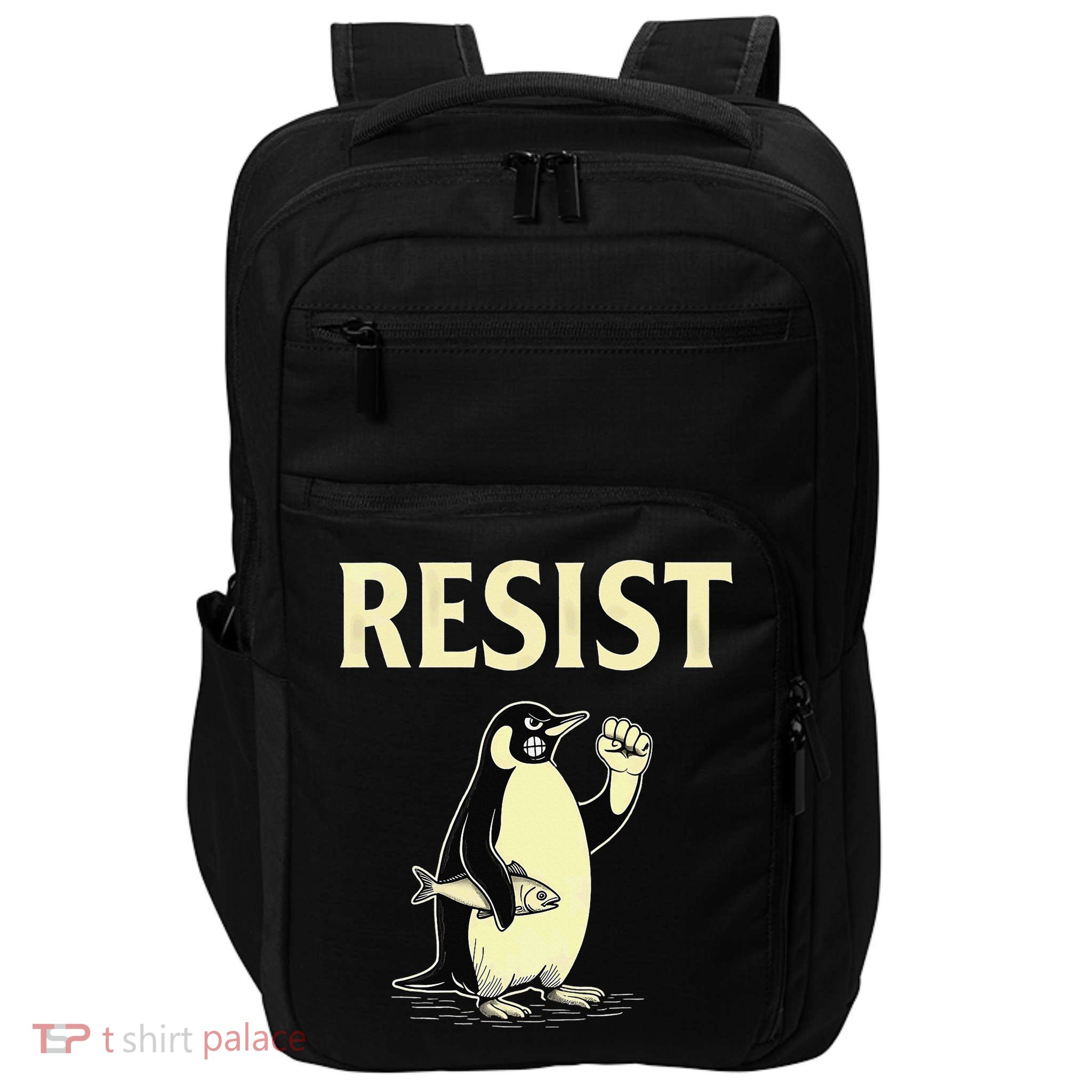 Sarcastic Penguins Resist Tariffs Impact Tech Backpack