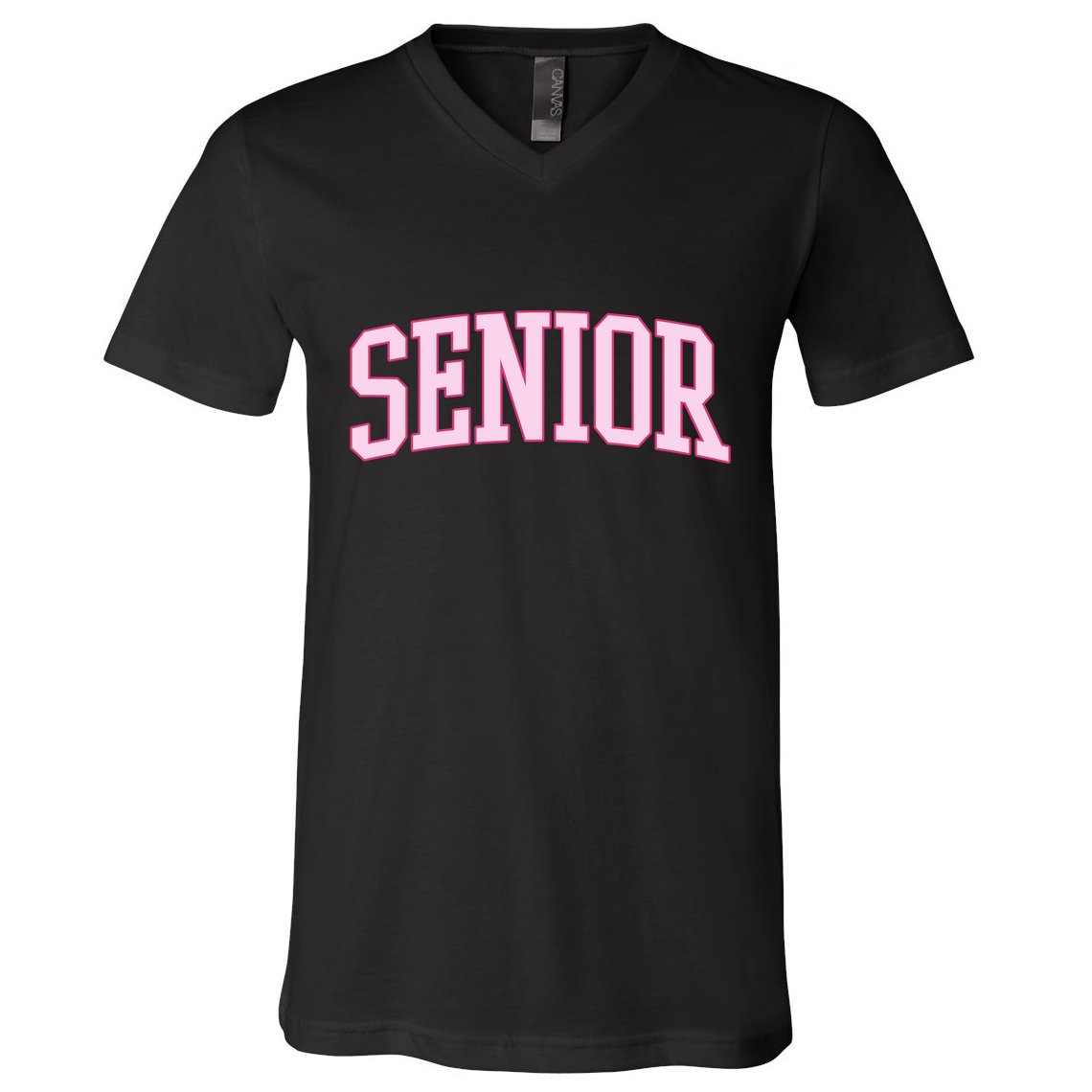 Senior Pink Retro Graduation V-Neck T-Shirt