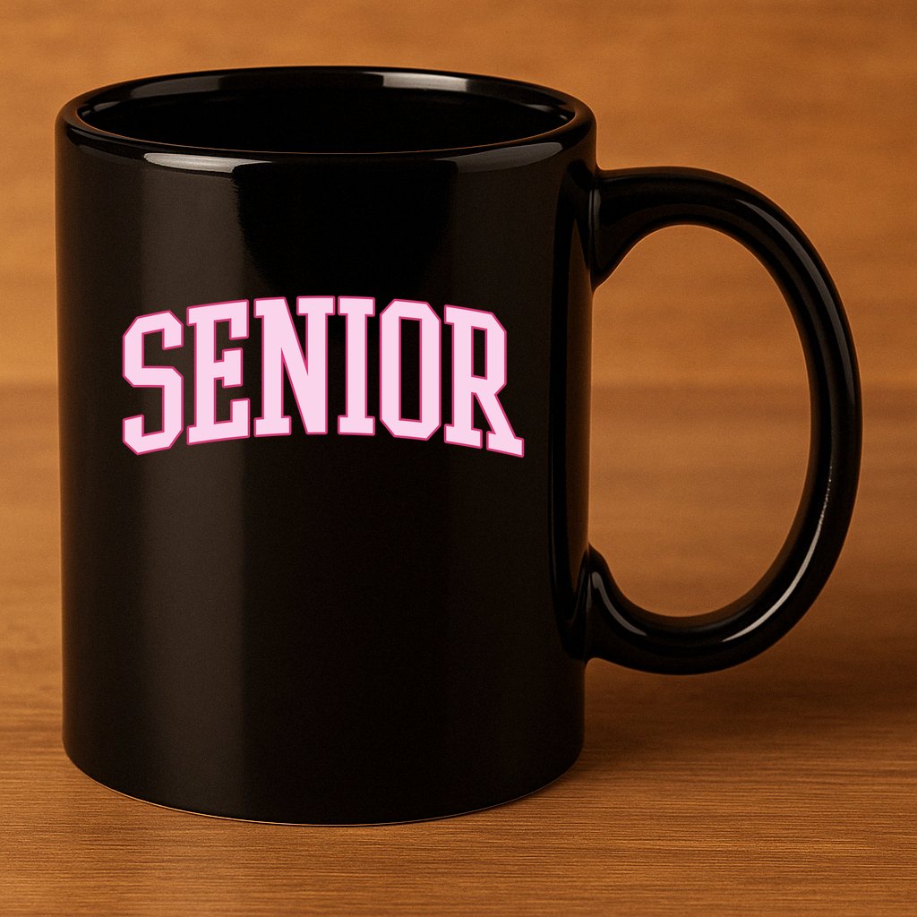 Senior Pink Retro Graduation 11oz C Handle Ceramic Mug