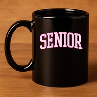 Senior Pink Retro Graduation 11oz C Handle Ceramic Mug