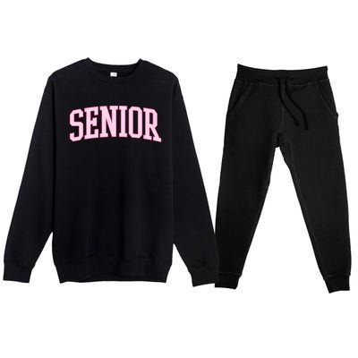 Senior Pink Retro Graduation Premium Crewneck Sweatsuit Set