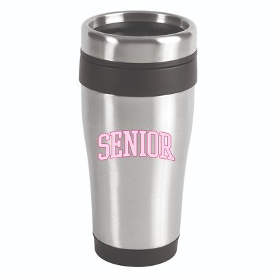 Senior Pink Retro Graduation 16oz Travel Tumbler