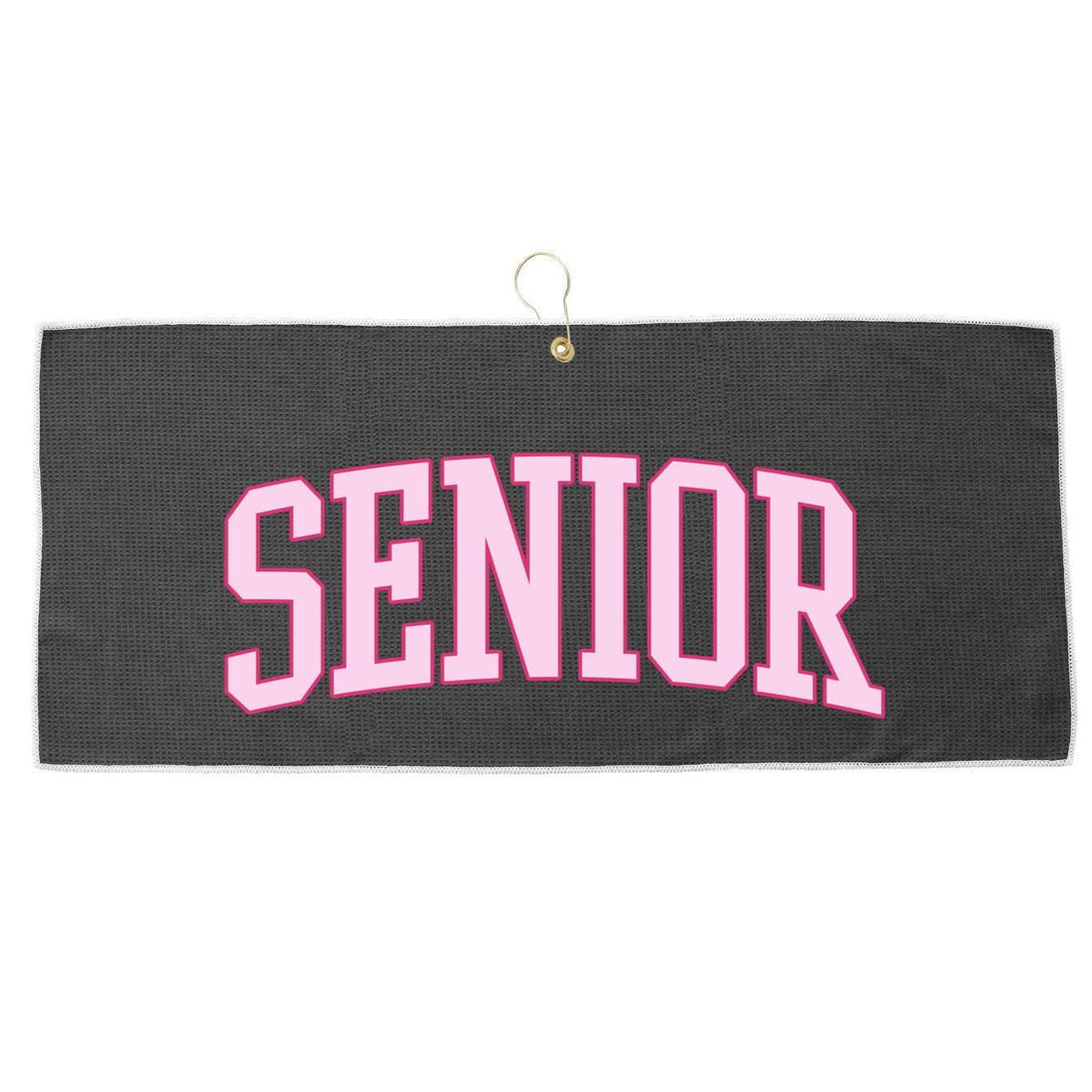 Senior Pink Retro Graduation Large Microfiber Waffle Golf Towel