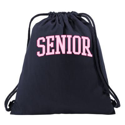 Senior Pink Retro Graduation Drawstring Bag