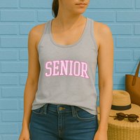 Senior Pink Retro Graduation Womens Tank Top