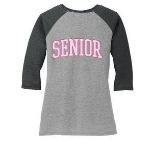 Senior Pink Retro Graduation Women's Tri-Blend 3/4-Sleeve Raglan Shirt