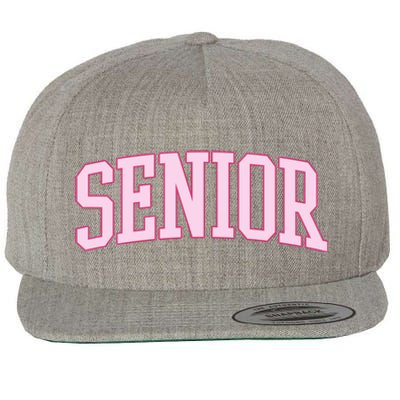 Senior Pink Retro Graduation Wool Snapback Cap