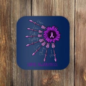 Sunflower Purple Ribbon Lupus Awareness Coaster