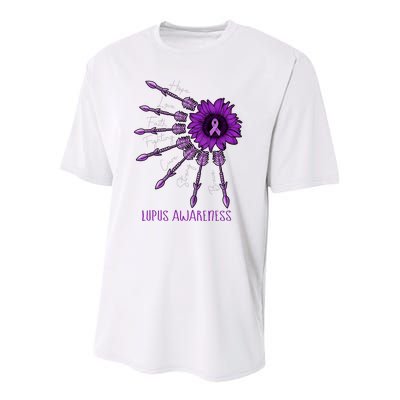 Sunflower Purple Ribbon Lupus Awareness Youth Performance Sprint T-Shirt