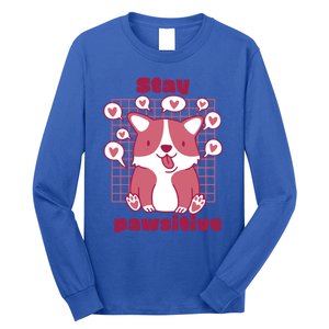 Stay Pawsitive Retro Awesome Cute Dog Lover Present Great Gift Long Sleeve Shirt