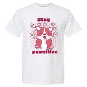 Stay Pawsitive Retro Awesome Cute Dog Lover Present Great Gift Garment-Dyed Heavyweight T-Shirt