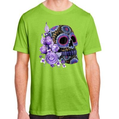 Sugar Purple Rose Skull Floral Adult ChromaSoft Performance T-Shirt