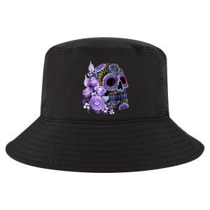 Sugar Purple Rose Skull Floral Cool Comfort Performance Bucket Hat