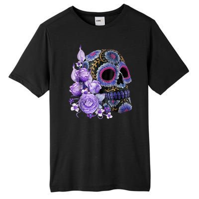 Sugar Purple Rose Skull Floral Tall Fusion ChromaSoft Performance T-Shirt