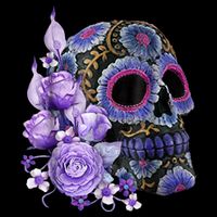 Sugar Purple Rose Skull Floral Zip Tote Bag