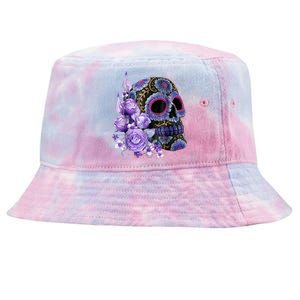 Sugar Purple Rose Skull Floral Tie-Dyed Bucket Hat