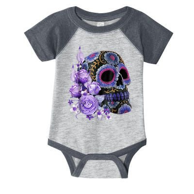 Sugar Purple Rose Skull Floral Infant Baby Jersey Bodysuit