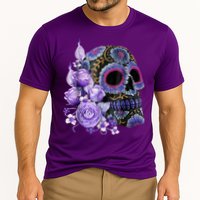 Sugar Purple Rose Skull Floral Performance Shirt