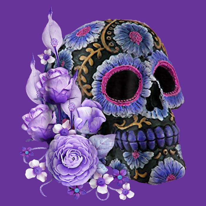 Sugar Purple Rose Skull Floral Performance Shirt