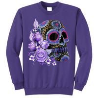 Sugar Purple Rose Skull Floral Sweatshirt