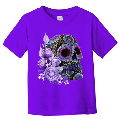 Sugar Purple Rose Skull Floral Toddler T-Shirt