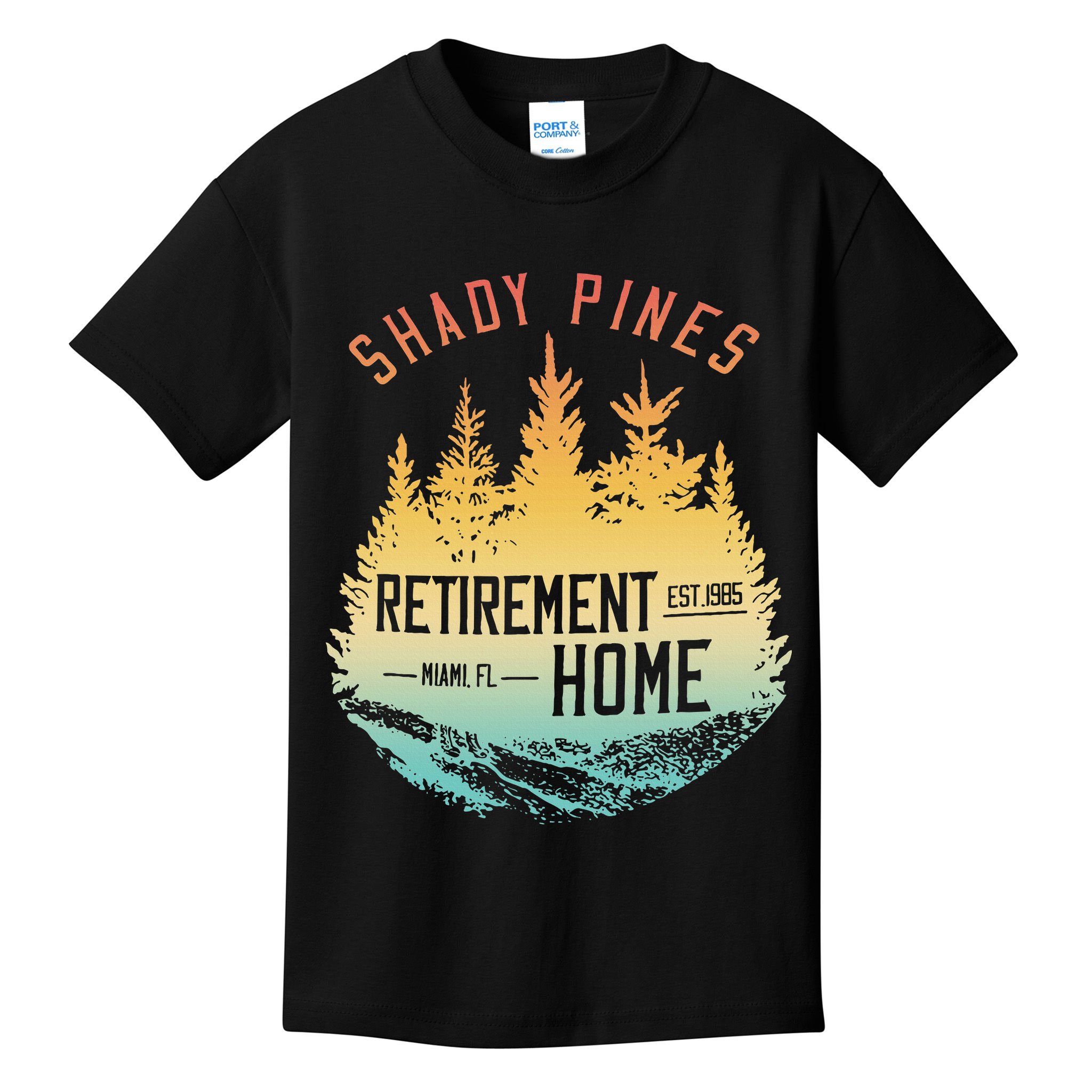 Shady Pines Retirement Est.1985 Miami Fl Home Apparel Kids T-Shirt