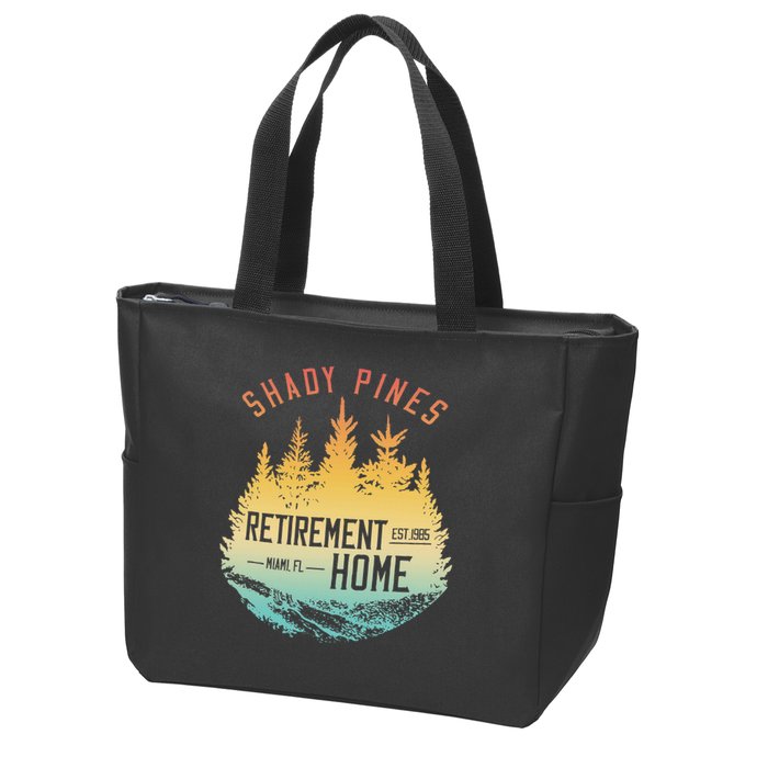 Shady Pines Retirement Est.1985 Miami Fl Home Apparel Zip Tote Bag
