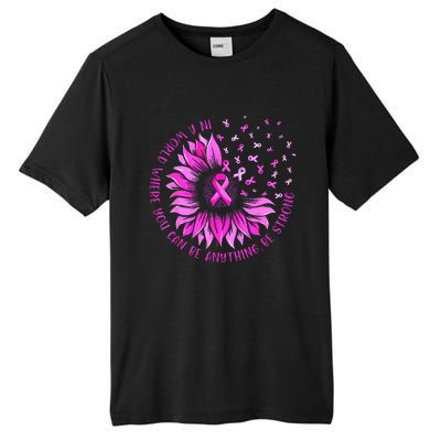 Sunflower Pink Ribbon Butterfly Breast Cancer Awareness Tall Fusion ChromaSoft Performance T-Shirt