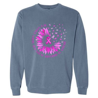 Sunflower Pink Ribbon Butterfly Breast Cancer Awareness Garment-Dyed Sweatshirt