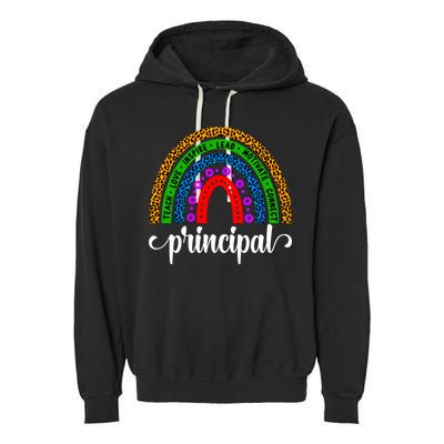 School Principal Rainbow Principal Week Funny Gift Garment-Dyed Fleece Hoodie