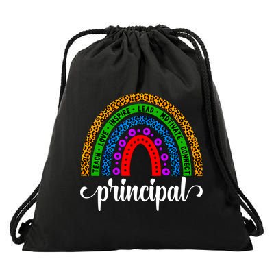 School Principal Rainbow Principal Week Funny Gift Drawstring Bag
